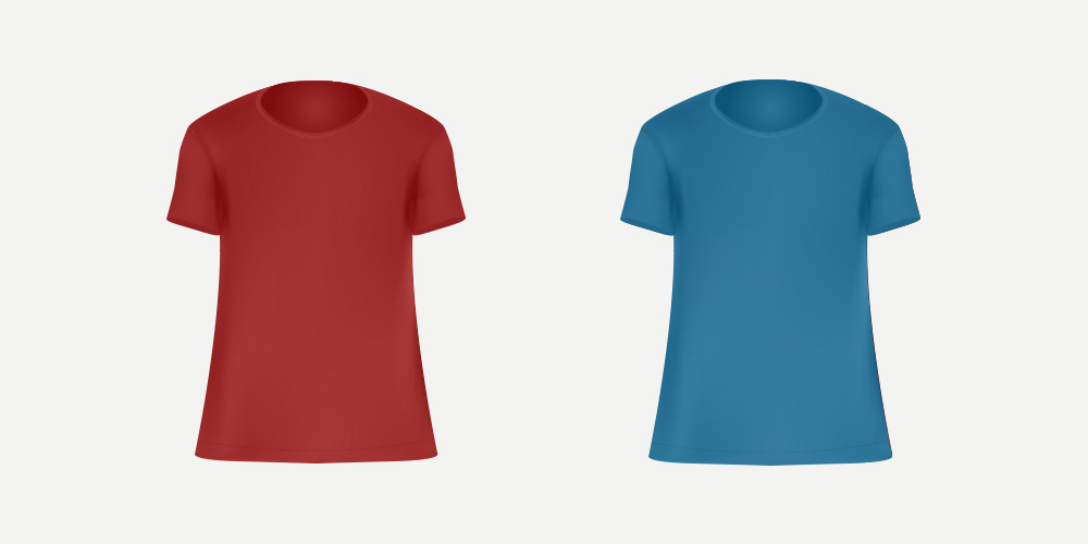 赤と青のTシャツ